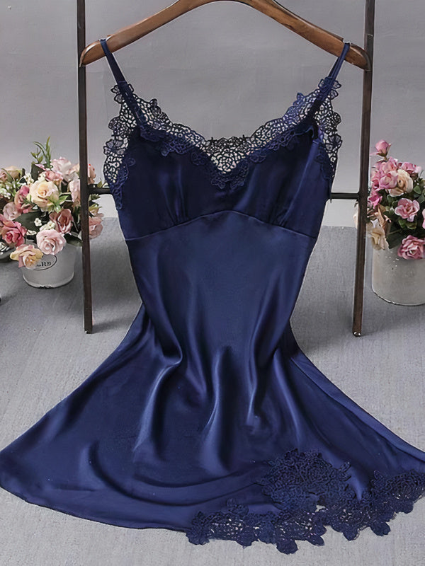 Nuisette en Satin Push Up pour Femme Bleu Marine | Signature