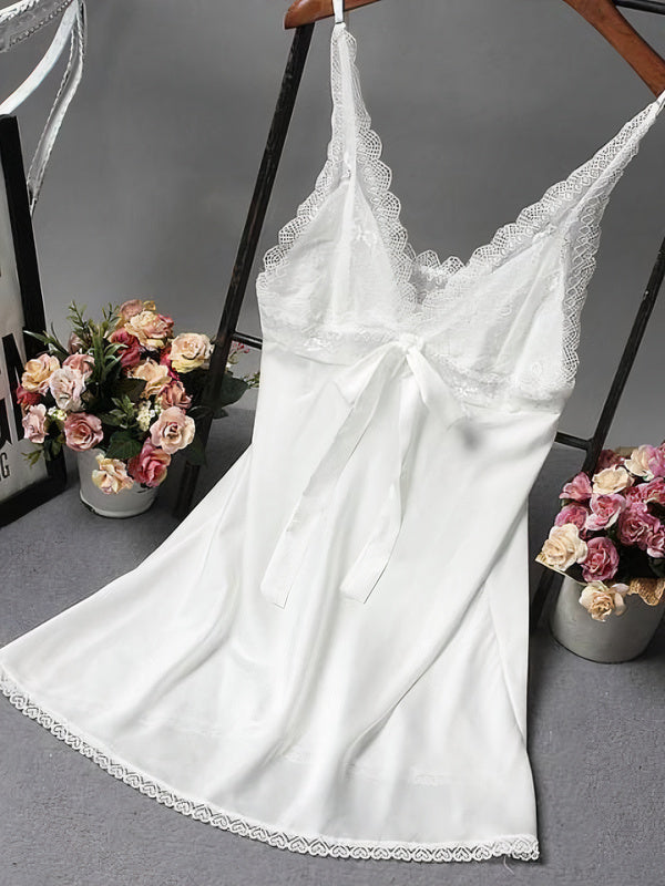 Nuisette en Satin avec nœud pour Femme Blanc | Signature