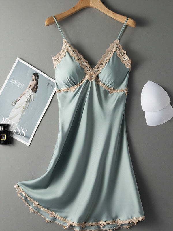 Nuisette Romantique Élégante en Col V Azur | Atelier Lingerie
