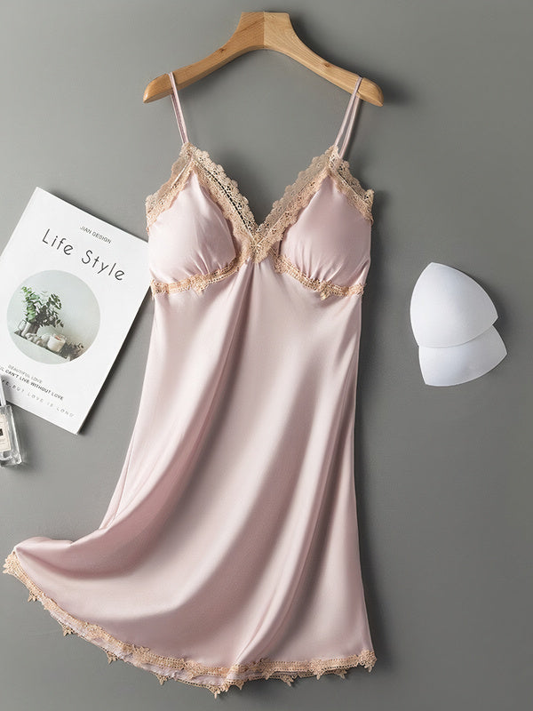 Nuisette Romantique Élégante en Col V Rose Signature