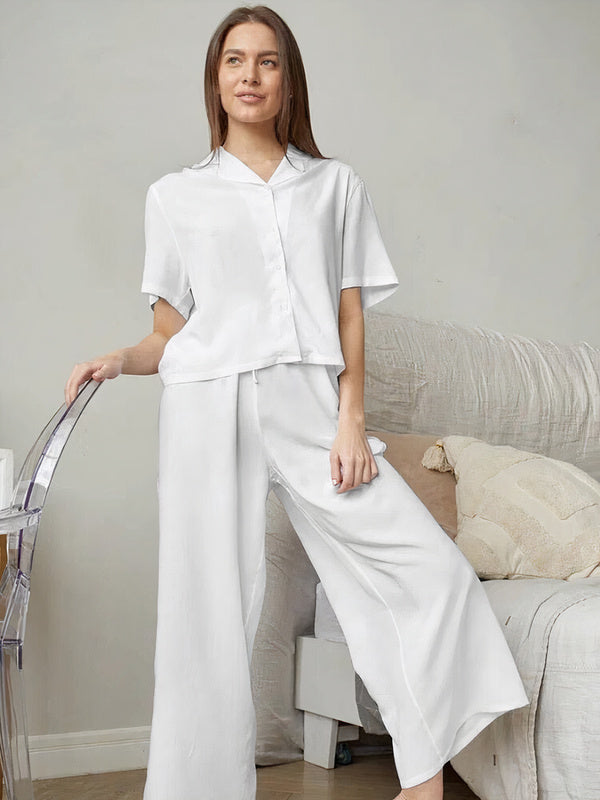 Ensemble Pyjama Fluide Plissé Blanc Signature