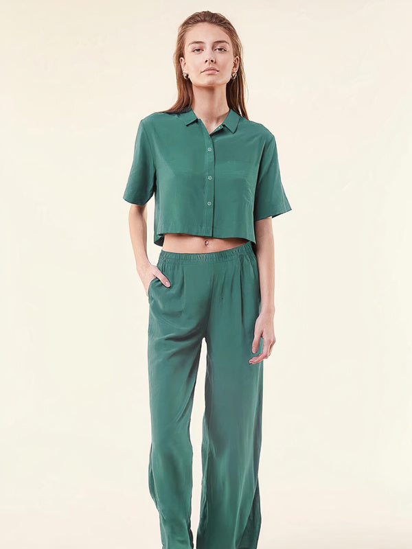 Pyjama Crop Top & Pantalon Large Signature