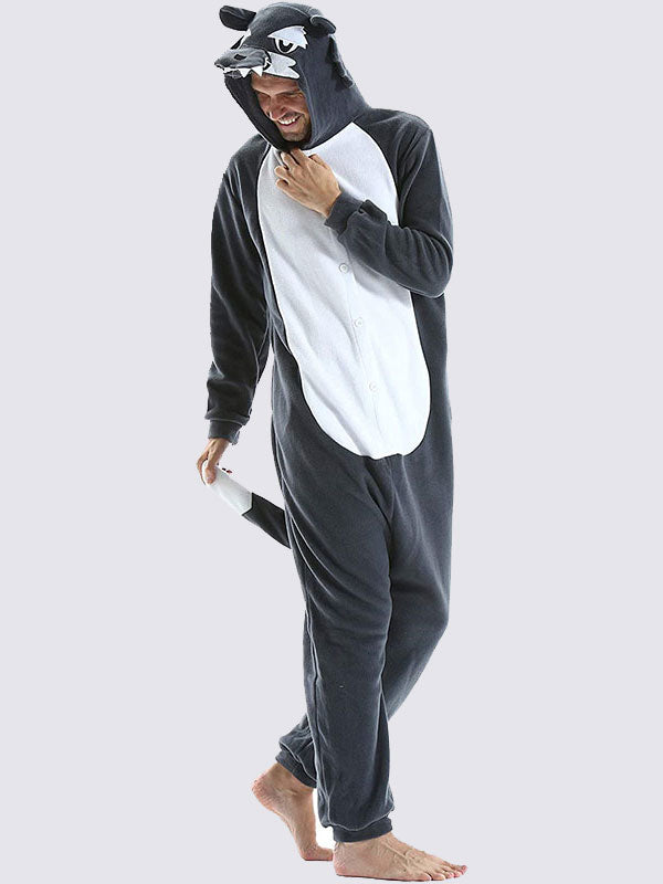 Combinaison Pyjama Pour Homme Loup Gris