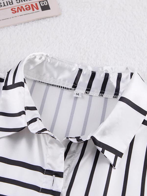 Sillage de Nuit | Ensemble Pyjama en Satin pour Femme Blanc et Noir