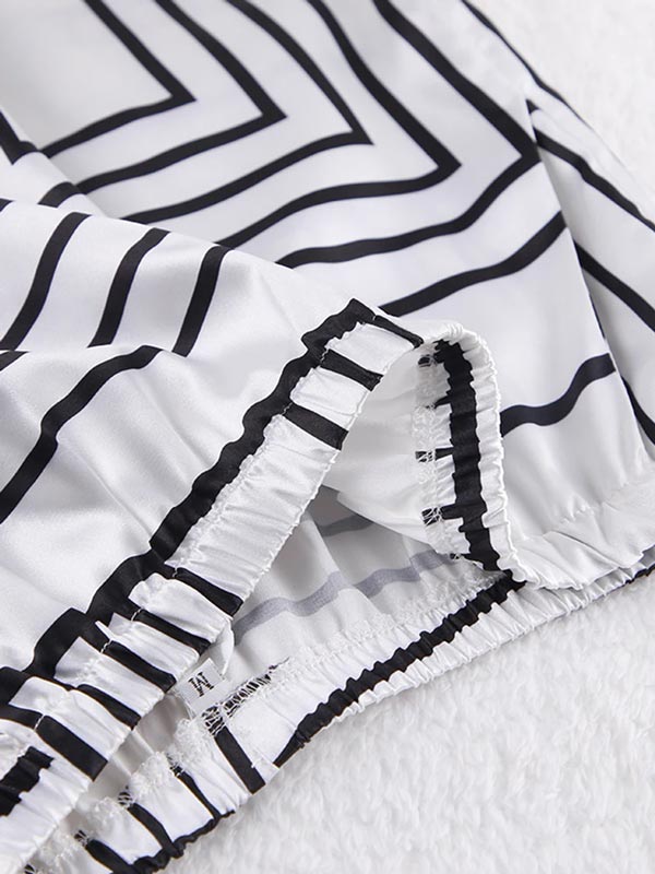 Sillage de Nuit | Ensemble Pyjama en Satin pour Femme Blanc et Noir