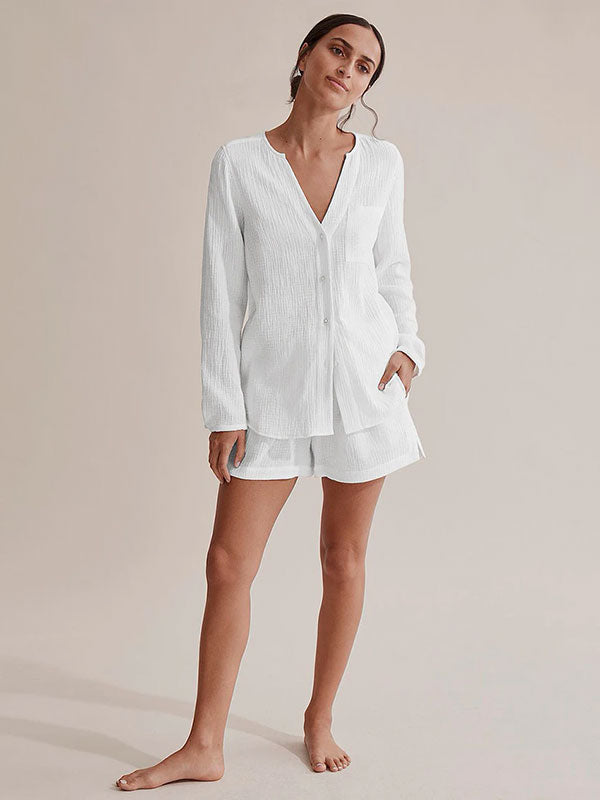 Ensemble Pyjama Short Blanc Pour Femme Douceur de Brume