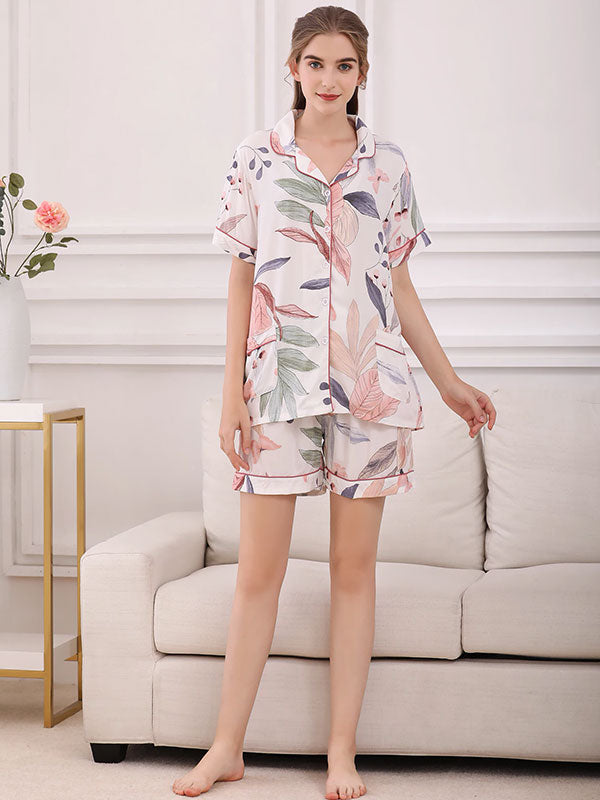 Ensemble Pyjama Short Pour Femme Écho de Forêt