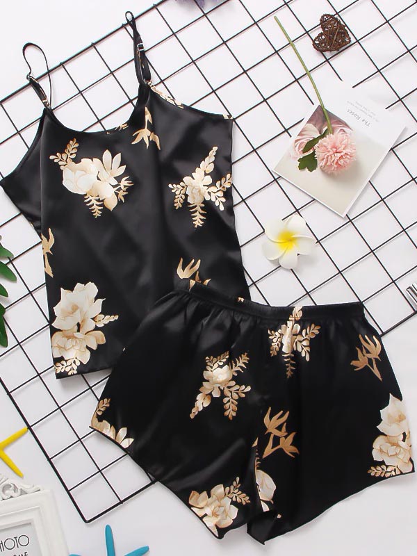 Ensemble Pyjama Short en Satin Pour Femme | Valse des Fleurs