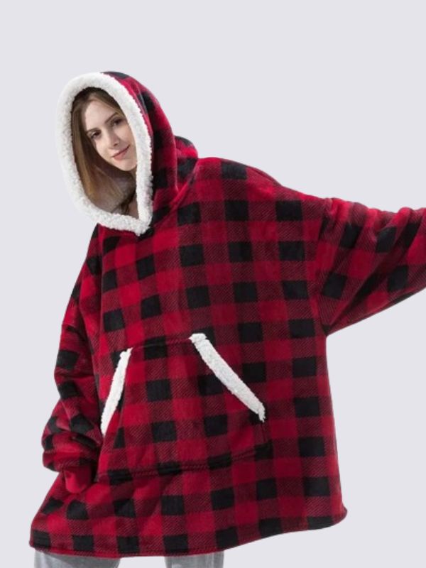 Pull Plaid Motif Carreaux à Capuche Signature