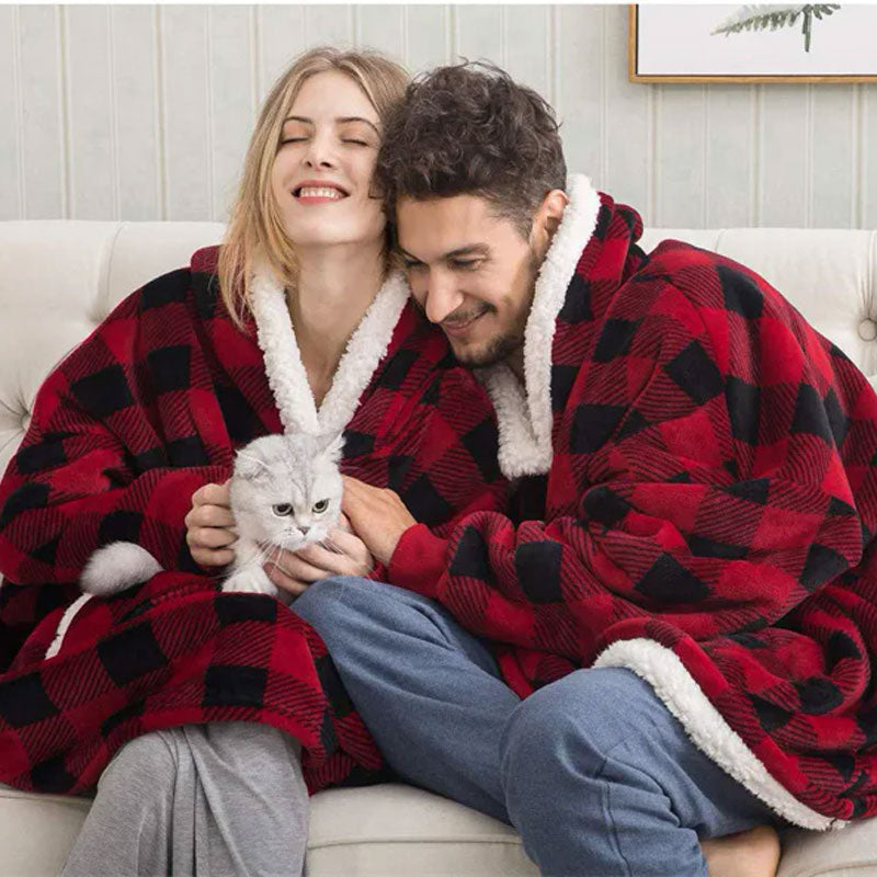 Pull Plaid Motif Carreaux à Capuche Signature