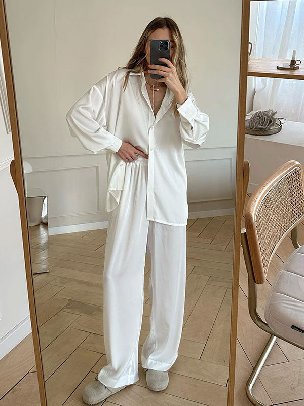 Reflet de Minuit | Pyjama Blanc Pour Femme En Satin