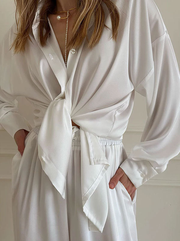 Reflet de Minuit | Pyjama Blanc Pour Femme En Satin