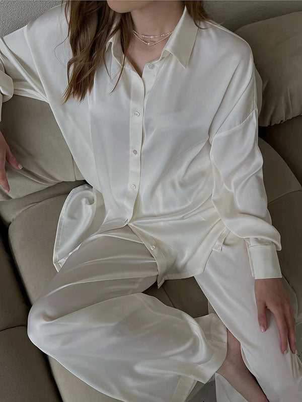 Reflet de Minuit | Pyjama Blanc Pour Femme En Satin
