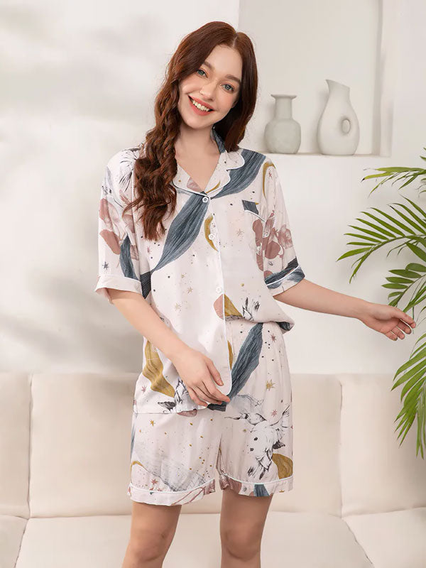 Pyjama Chemise Pour Femme 2 Pièces Rayon de Lune