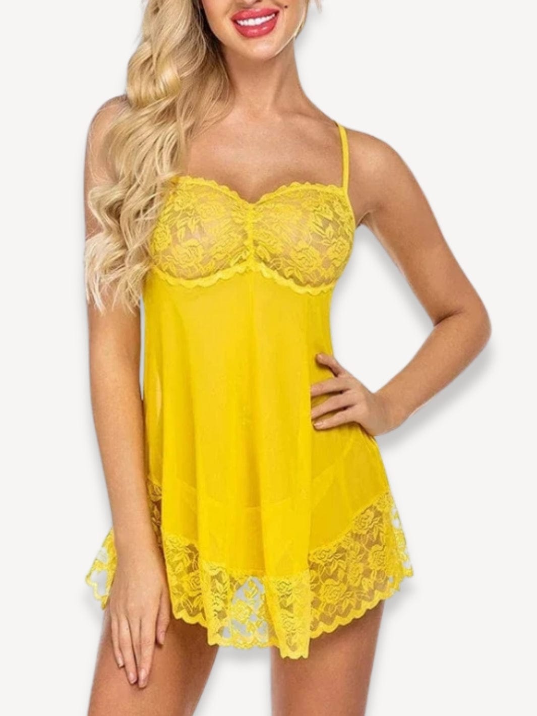 Pyjama combinaison sexy | Femme Jaune / S