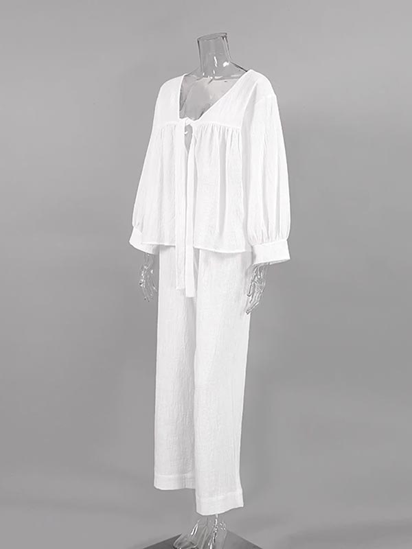 Pyjama Blanc En Coton Pour Femme Reflet de Cristal