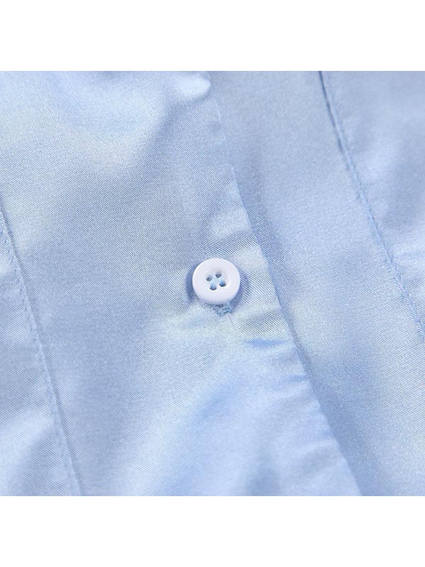 Fleur de Lune Pyjama en Satin Bleu Ciel pour Femme