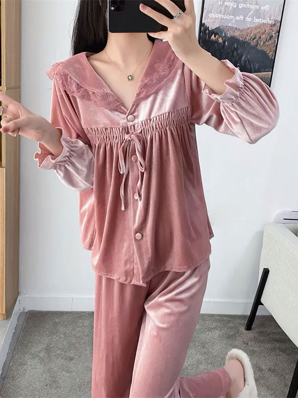 Pyjama En Velours Rose Pour Femme Caresse d'Étoile