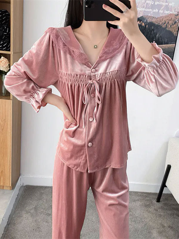 Pyjama En Velours Rose Pour Femme Caresse d'Étoile
