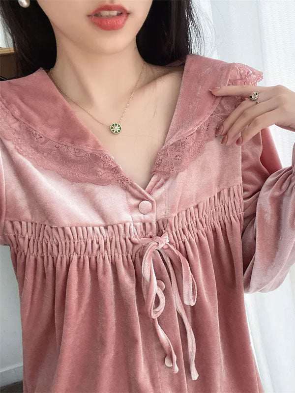 Pyjama En Velours Rose Pour Femme Caresse d'Étoile