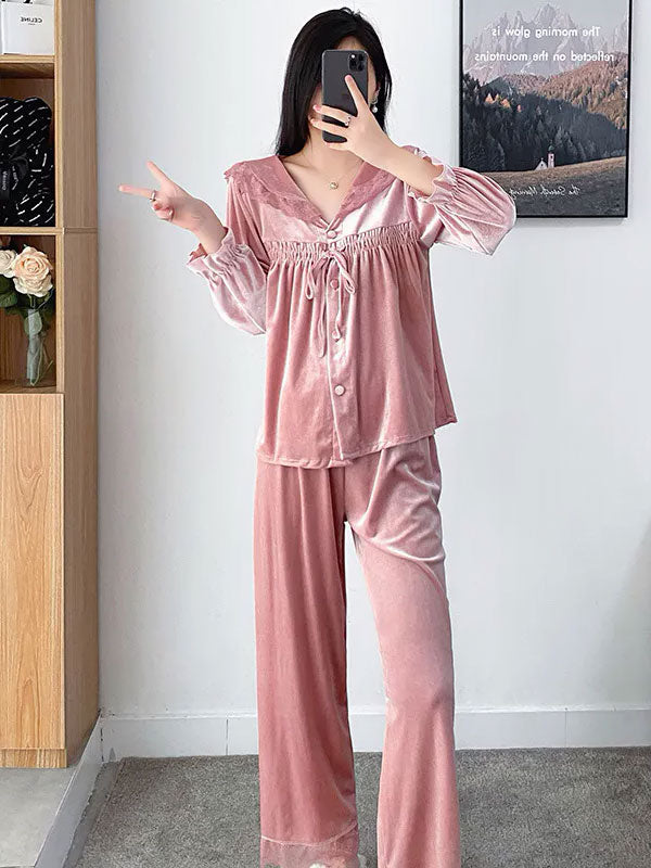 Pyjama En Velours Rose Pour Femme Caresse d'Étoile