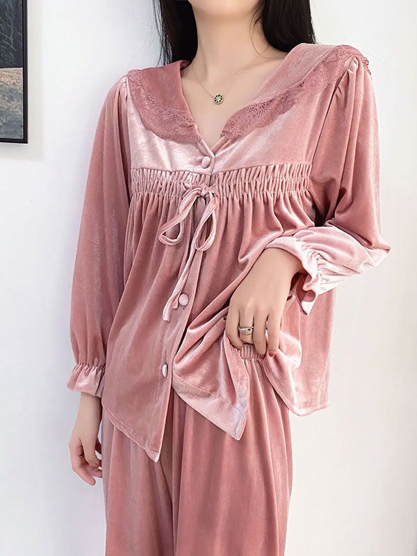 Pyjama En Velours Rose Pour Femme Caresse d'Étoile