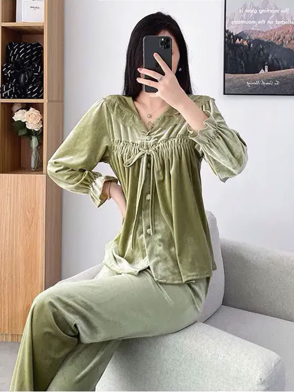 Pyjama Pour Femme En Velours Frisson de Jade Luxe