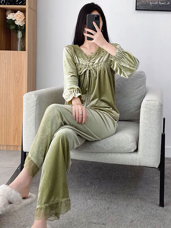 Pyjama Pour Femme En Velours Frisson de Jade Luxe
