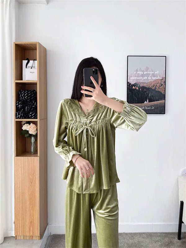 Pyjama Pour Femme En Velours Frisson de Jade Luxe
