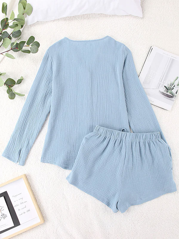 Pyjama Pour Femme à Manche Longue Bleu Ciel Douceur de Brume
