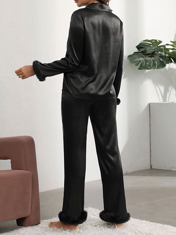 Nuit Douce Satin Pyjama Noir pour Femme