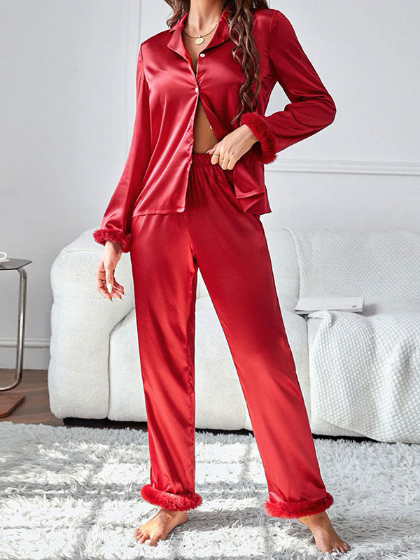 Pyjama Rouge en Satin Pour Femme Amour Écarlate Signature