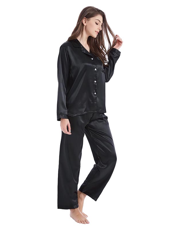 Pyjama En Satin Noir Pour Femme Caresse de Satin Signature