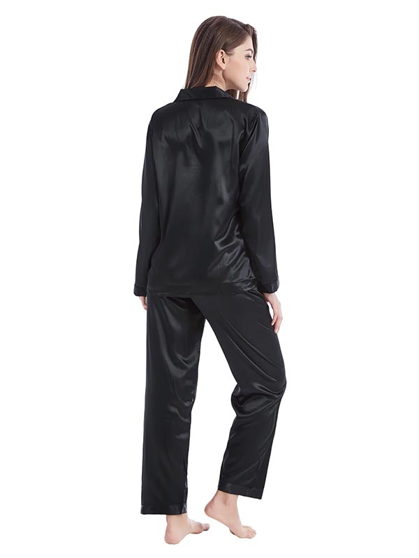 Pyjama En Satin Noir Pour Femme Caresse de Satin Signature