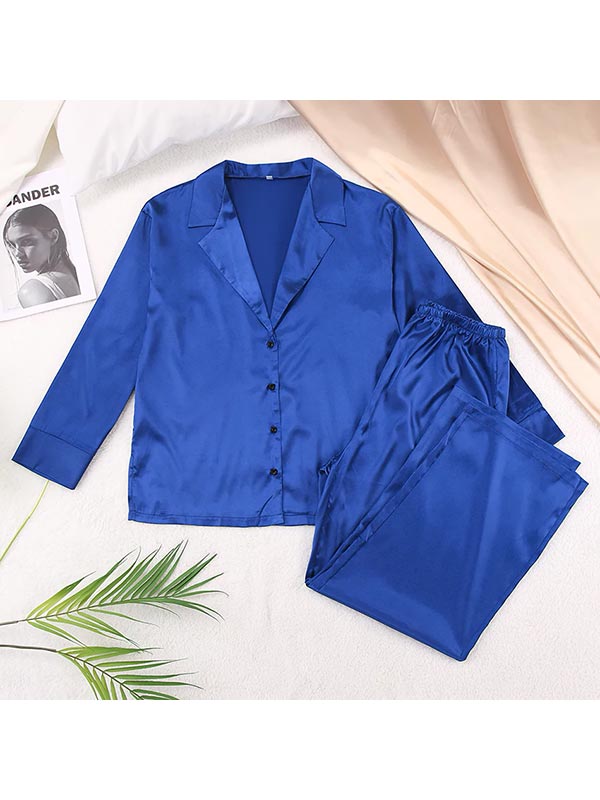 Pyjama En Satin Bleu Pour Femme | Étoile Nocturne