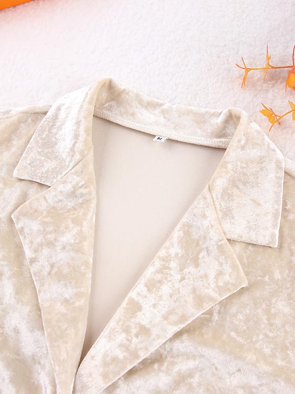 Pyjama Crème En Velours Pour Femme Éclat d'Opale
