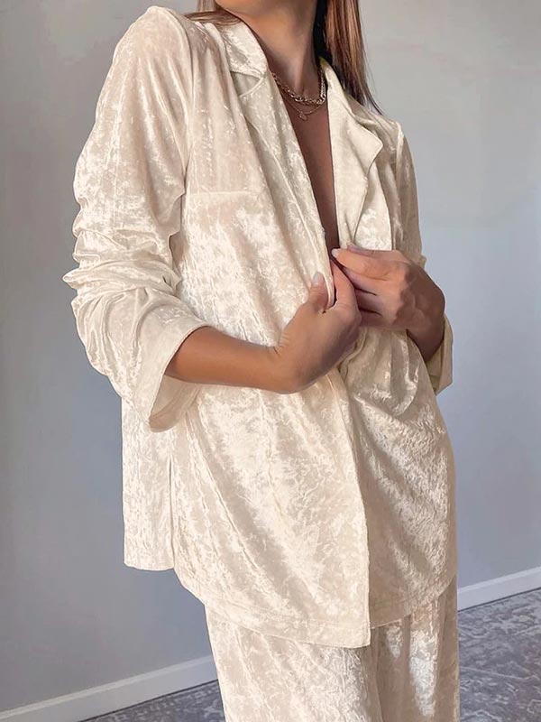 Pyjama Crème En Velours Pour Femme Éclat d'Opale