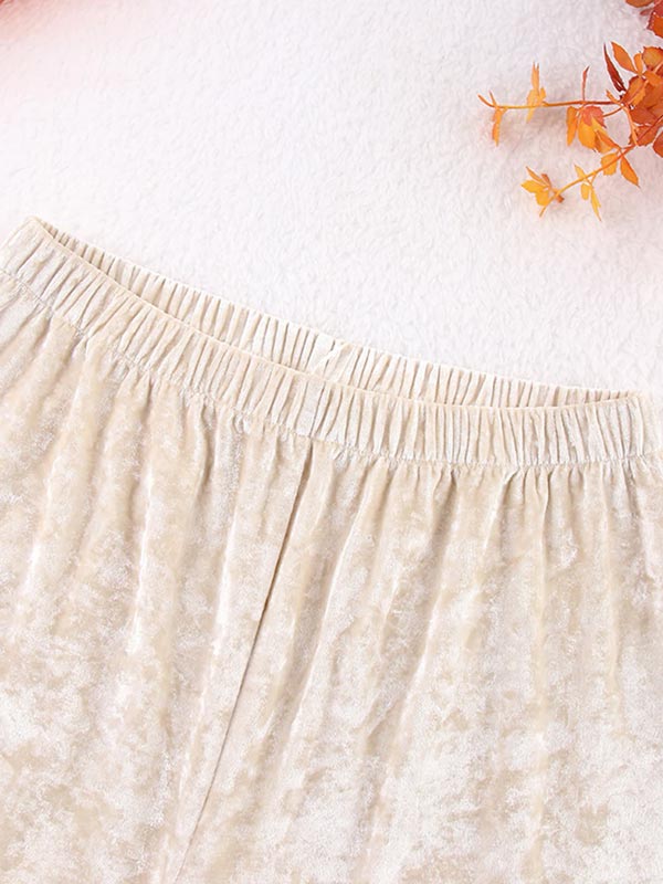 Pyjama Crème En Velours Pour Femme Éclat d'Opale