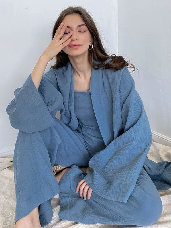Pyjama Kimono Bleu Pour Femme Murmure d'Océan