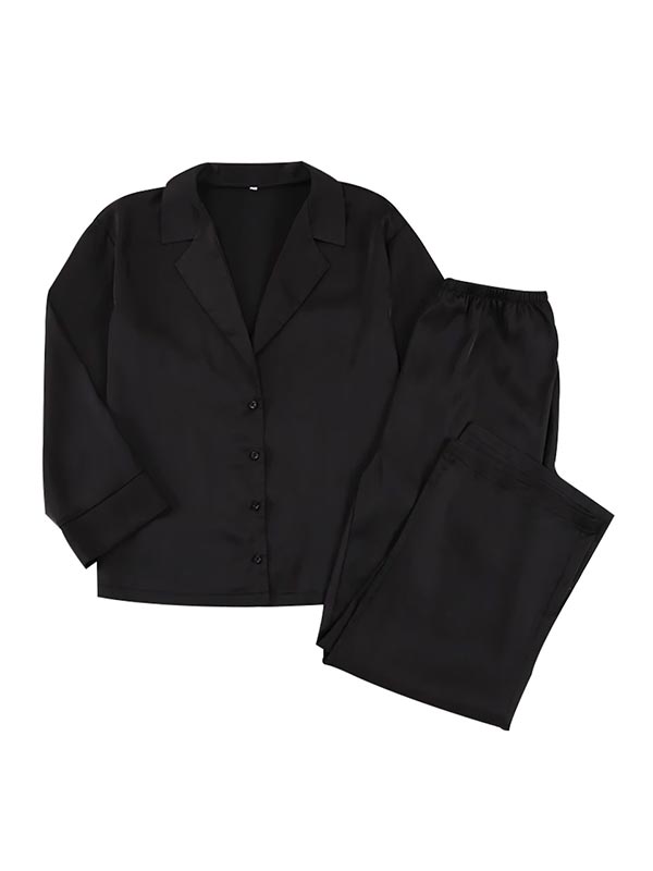 Pyjama en satin noir pour femme | Brise de Nuit