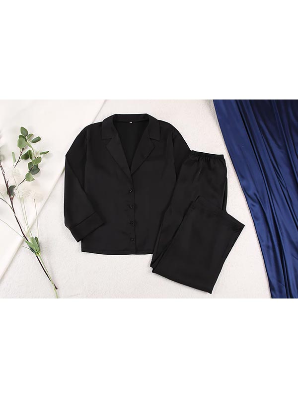 Pyjama en satin noir pour femme | Brise de Nuit