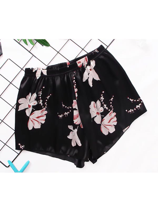 Rêve de Soie | Pyjama Short en Satin Noir pour Femme