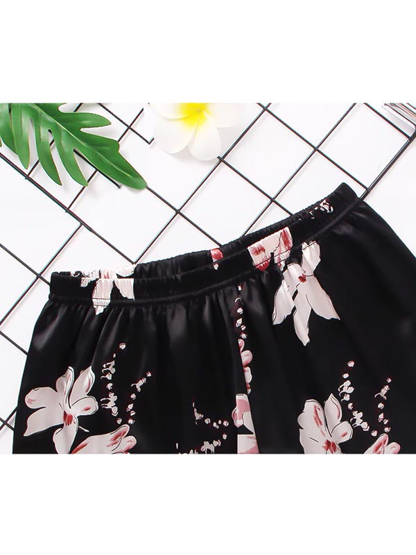 Rêve de Soie | Pyjama Short en Satin Noir pour Femme