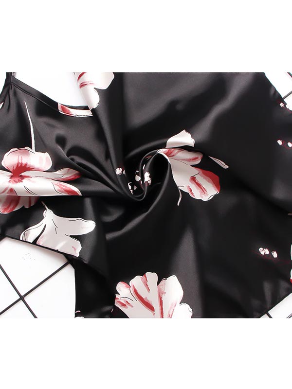 Rêve de Soie | Pyjama Short en Satin Noir pour Femme