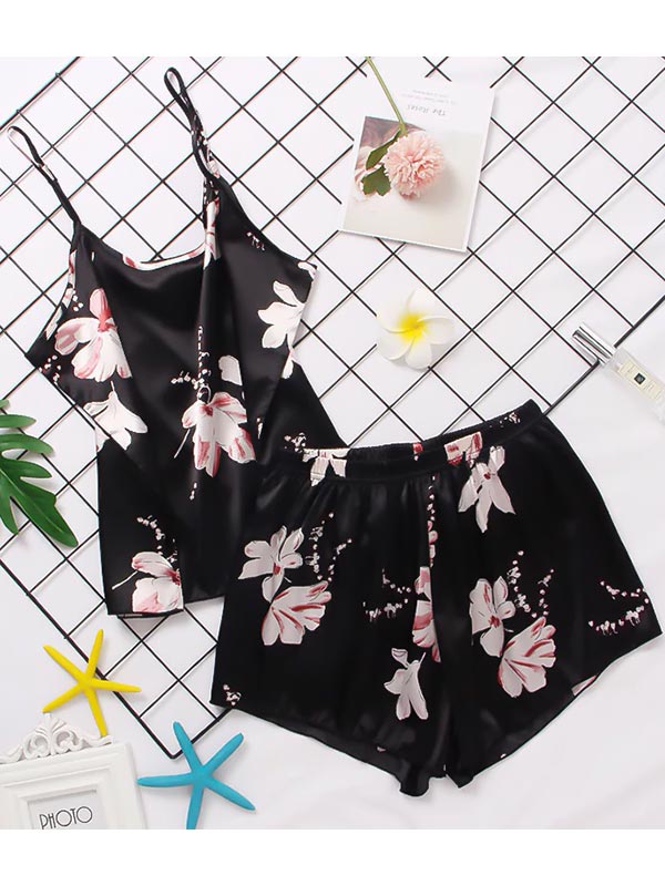 Rêve de Soie | Pyjama Short en Satin Noir pour Femme