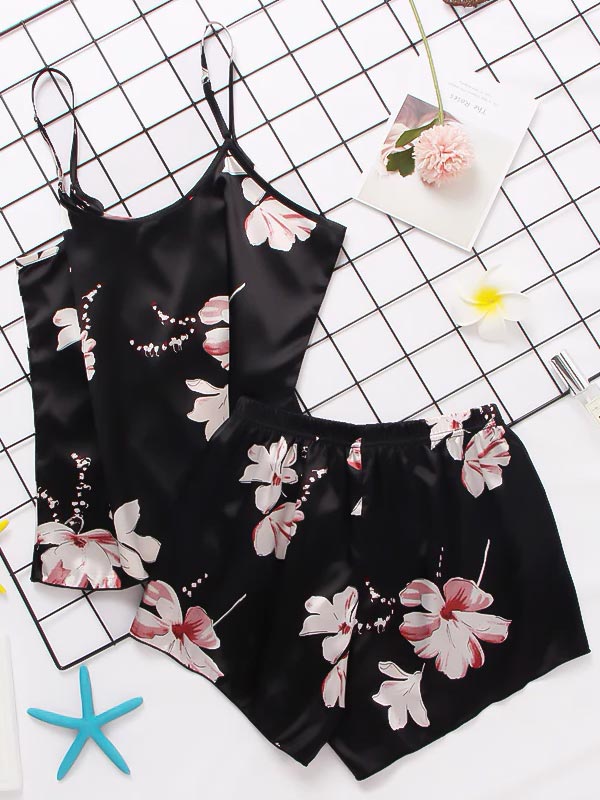 Rêve de Soie | Pyjama Short en Satin Noir pour Femme