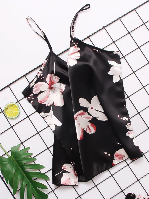 Rêve de Soie | Pyjama Short en Satin Noir pour Femme