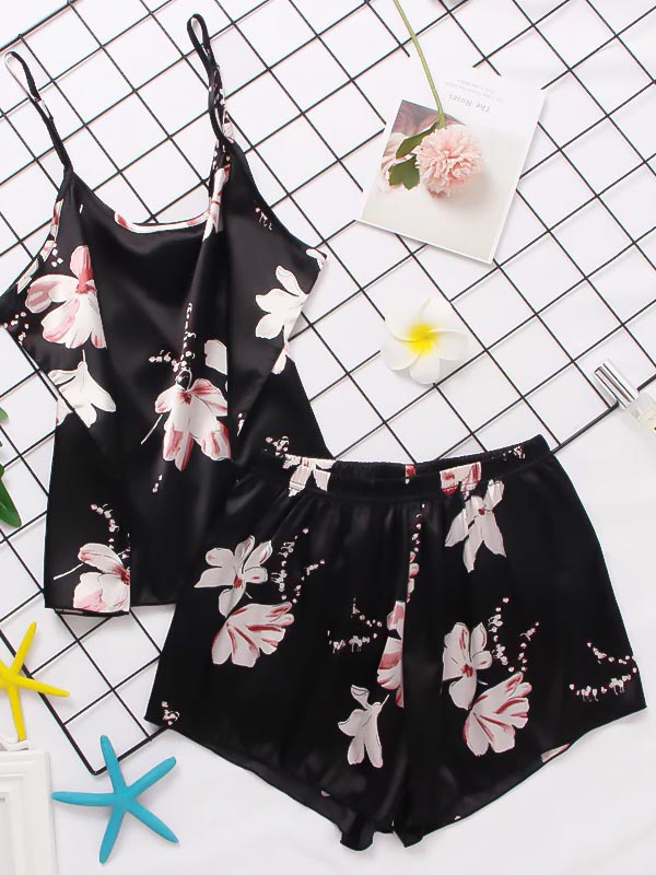 Rêve de Soie | Pyjama Short en Satin Noir pour Femme