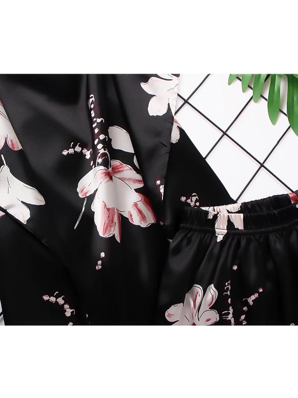 Rêve de Soie | Pyjama Short en Satin Noir pour Femme