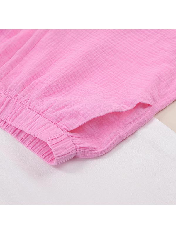 Soupir d'Étoiles Pyjama Short en Coton Rose pour Femme